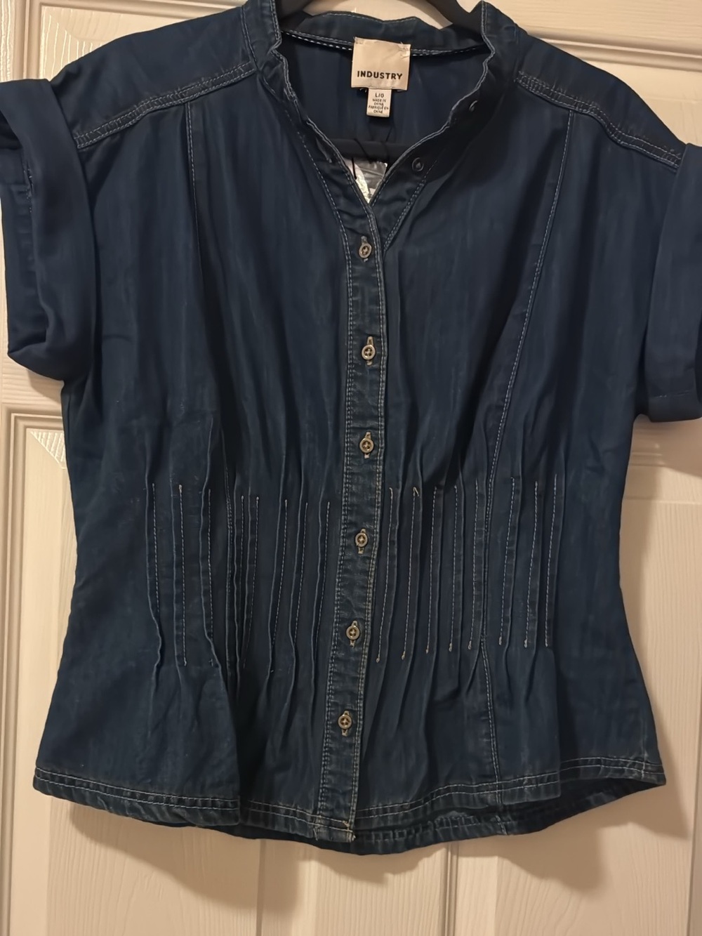 NWT Industry Republic Clothing Denim Button Front Top Size L